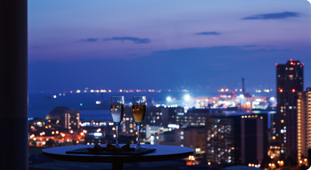 高層階のお部屋から望む大阪ベイエリアの夜景